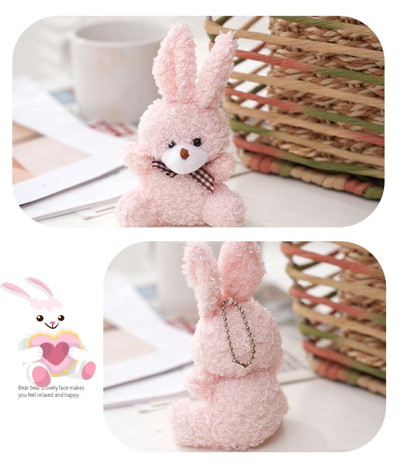 10cm Soft Stuffed rabbit Plush Toys Mini Bow-tie sitting bunny Dolls Small Gift for Party Wedding Keychain Pendant Teddy Doll