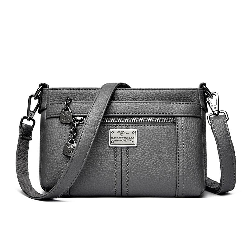 

Сумка из мягкой кожи, универсальная, для мамы среднего возраста, большой вместимости, одноплечевая, через плечо серый