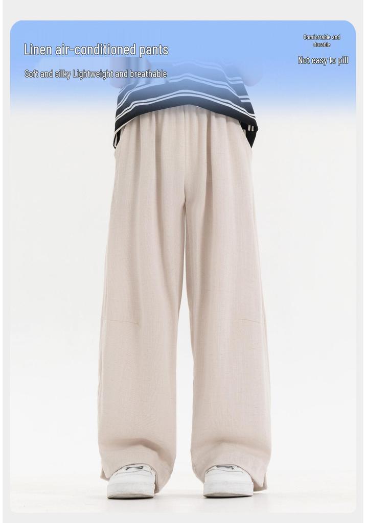 Pantaloni Larghi Estivi in Cotone e Lino per Ragazzo 2026: Leggero, Colore Unico, Stile Casual per Bambini di Mezza Età e Grandi