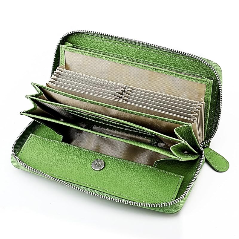

[Yocipa] Wallet genuine leather ladies round zipper long wallet large capacity leather card case Multifunctional wallet skimming Prevention Popularity