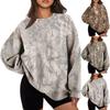 Women's Loose Fit Crew Neck Sweatshirt Long Sleeve Pullover Casual Sportswear Branch Pattern Printed Top