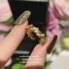 18K Gold Plated Italian Vintage Thorn Vine Gemstone & Flower Ring