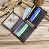 Men'S Leather Short Wallet Crazy Horse Leather Multi-Card 20% Fold Wallet First Layer Cowhide Wallet