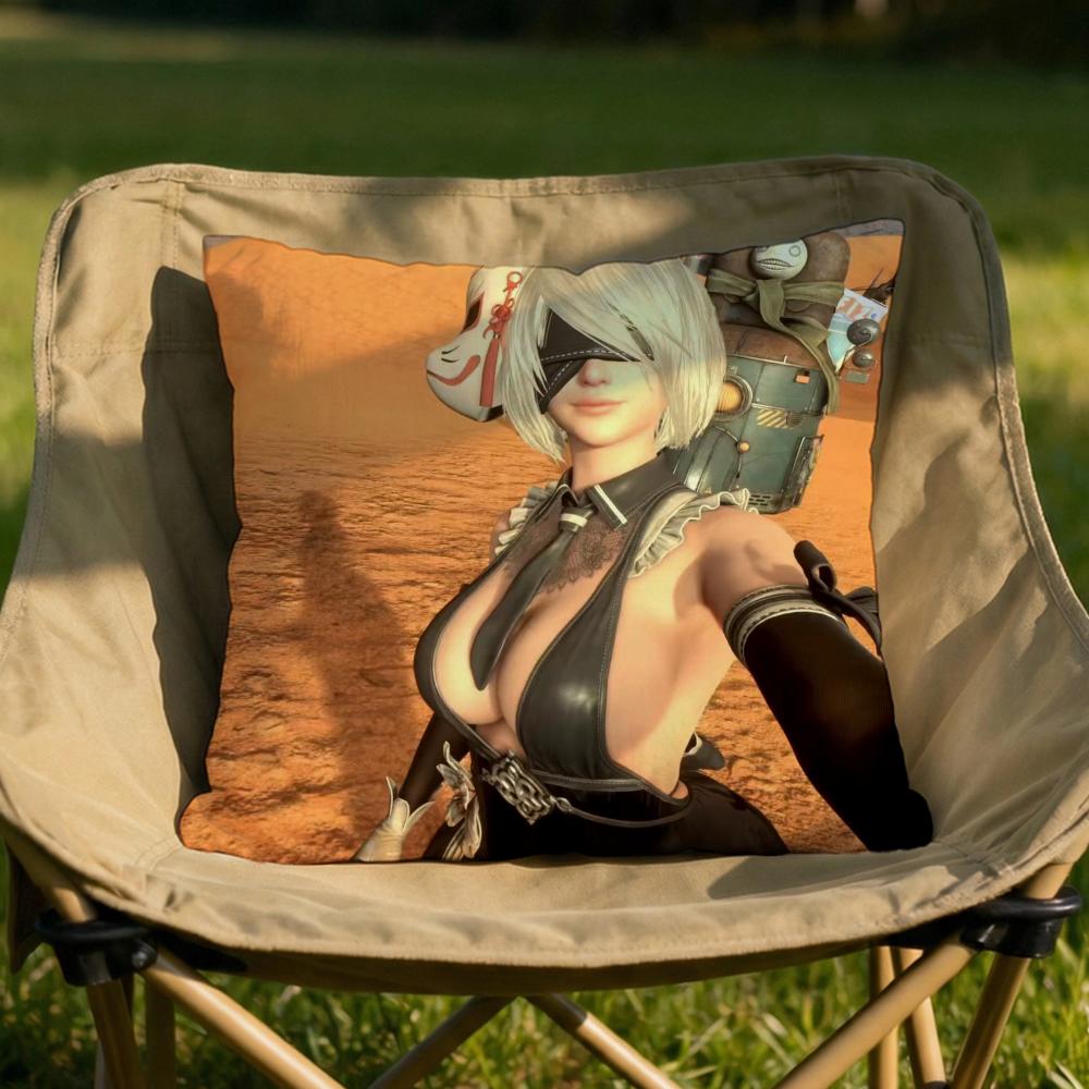 Game NNier DDLC Cushion Cover Soft Reversible Durable Pillow Cover MultiScene Use for Home Car Daily Comfort