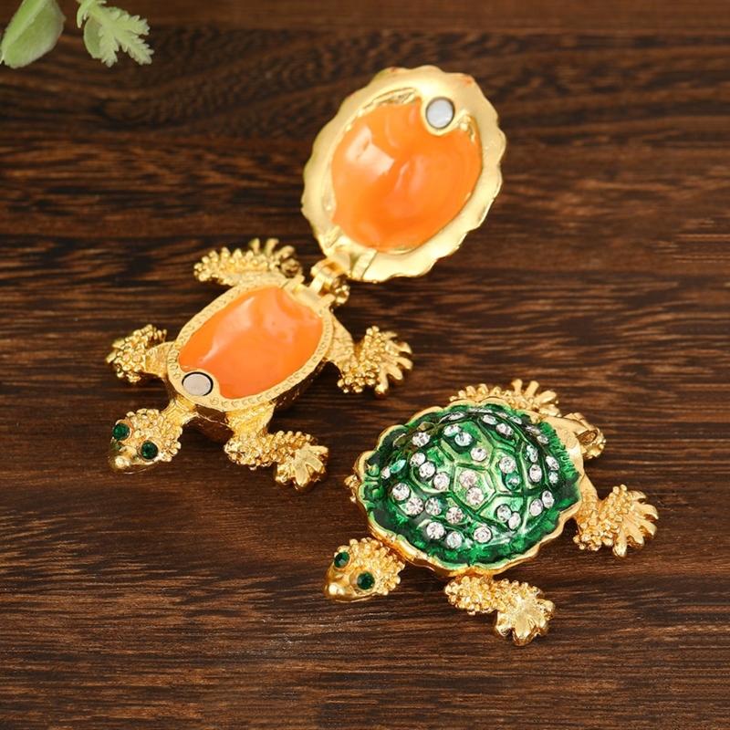 Handcraft Metal Turtles Jewelry Organizers Storage Solution Secure Lock for Jewelry Protective Display