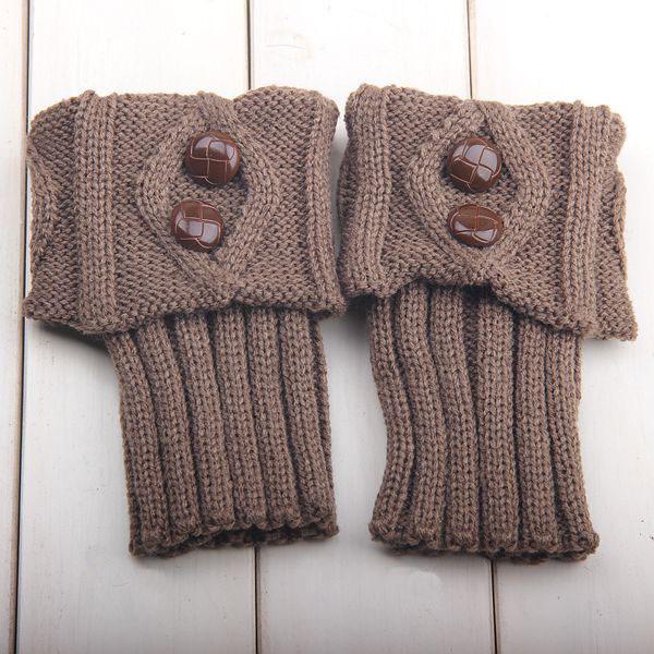 Women's Knitted Woolen Leg Warmers - Short, Diamond Pattern, Turn-Down, 2-Button, Fashionable Boot Covers for Autumn/Winter