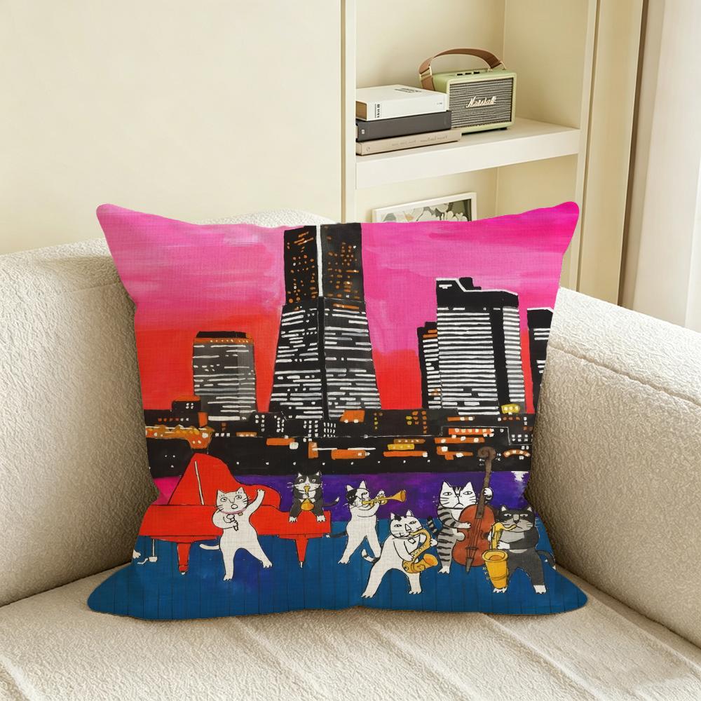 H-Hajime Okamoto Cushion Cover Natural Linen Pillowcase Set, All-In-One Decor For Sofa, Bedroom & Chair