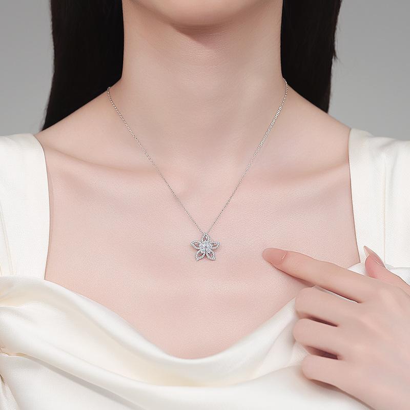 Moissanite Woman Pendant Sier Necklace For Women Chains Party Bridal Fine Jewelry 925sterling Silver Necklace