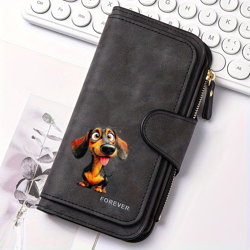 Women's Long Dog Design Wallet Multifunctional Portable Snap Closure Coin Purse Ideal Birthday Gift For Female Friends Family Daily Carry Everyday
