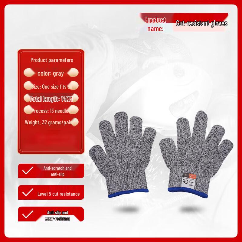 Langxi HPPE Level 5 Cut-Resistant Work Gloves