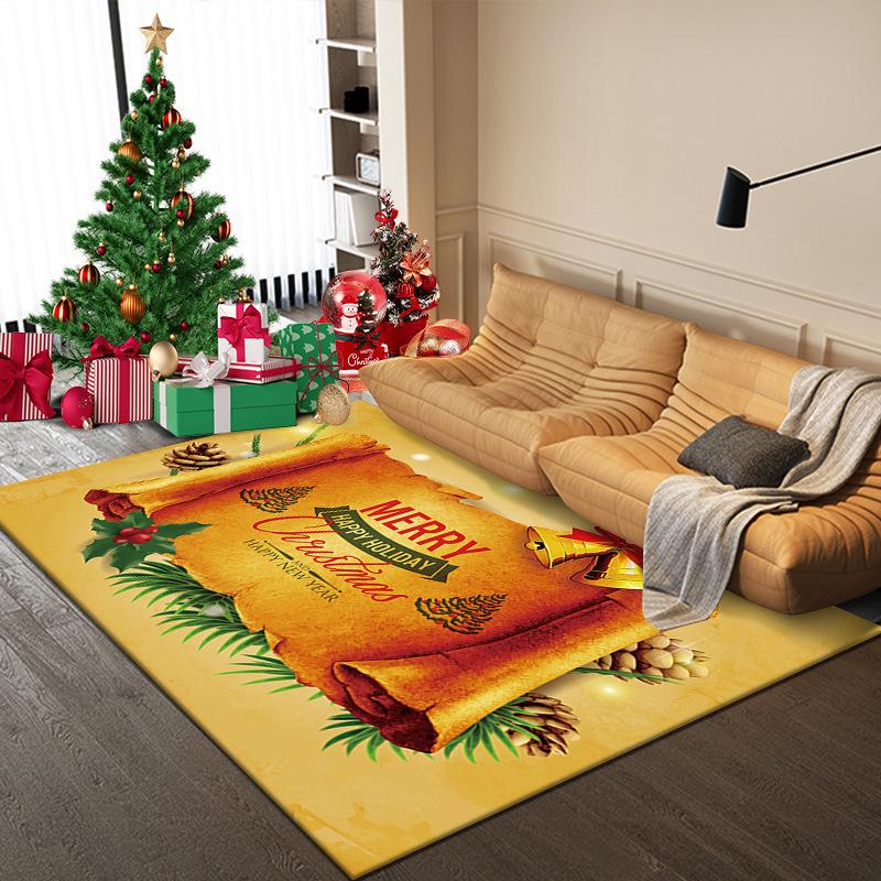 Tappeto di Natale Cartone Animato Babbo Natale Camera da Letto Comodino Soggiorno Area Divano Tappeto Grande Antiscivolo Tappetino per Pavimento Ingresso Zerbino