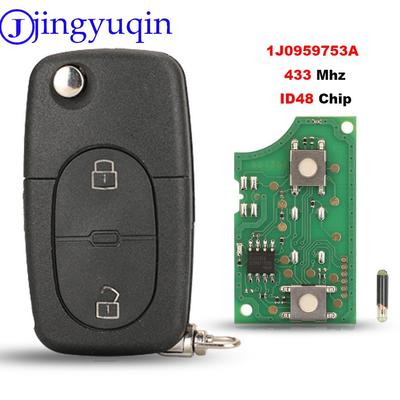 Jingyuqin 2B Diaľkový kľúč od auta Bezkľúčový pre VW Volkswagen Golf MK4 Passat 1998 1999 2000 2001 1J0959753A 433Mhz Čip ID48 Kompletný kľúč