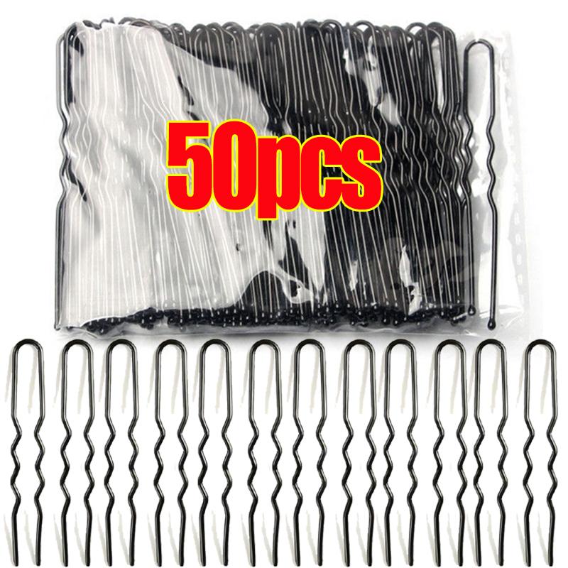 

Waved U-Shaped Bobby Pin Barrette Salon Grip Women 6 Cm Hair Clip Bridal Hairpins Black Metal Hair Accessories For DIY Hairstyle 6cm
