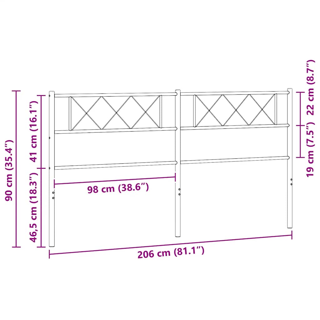 Replacement Headboard Metal Black 200 Cm