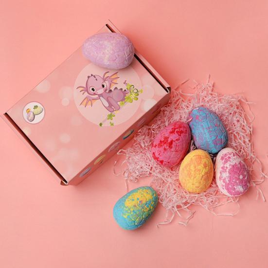 1 Set Bath Toys Dinosaur Egg Set with Sea Salt Ingredients Colorful Bubble Bath Fizzies with Surprise Sea Animal Inside Gentle Bubbles Spa Bath Gift