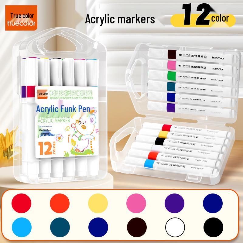 Non-Bleeding True Color Watercolor Marker Pens for Kindergarten Art - Safe & Stackable Acrylic Brushes