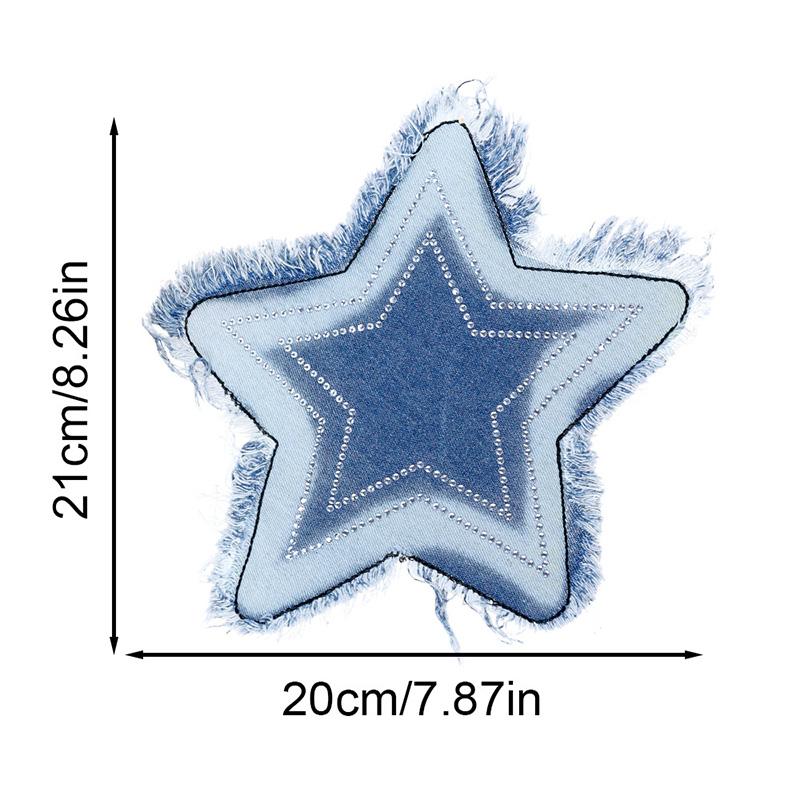 1PC Sew On for Clothing Denim Patches Large Embroidery Patch Sports Shoes Bear Shape DIY Five-pointed Star Bowtie
