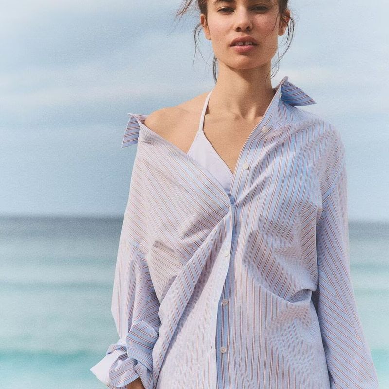 Za Autumn/Winter New Arrivals Women's Clothing Zr European and American Style Fashionable Versatile Loose Batwing Sleeve Striped Shirt 2020458