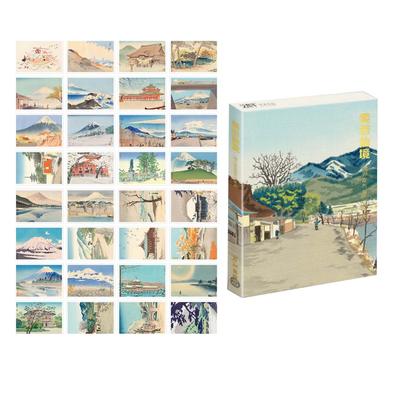 TONGTONG 24 Pieces 1 Set Japanese Landscape Postcard Literary Greeting Cards Blessing Message Box