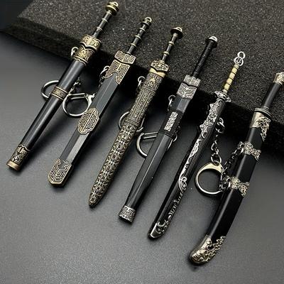 Men Creative Sword Type Keychain Sword Weapon Toy Pendant Keychain Accessories Metal Keychain