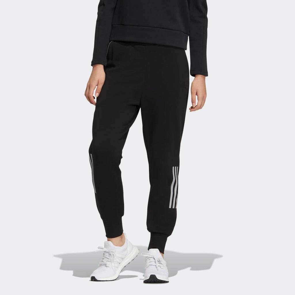 Adidas Striped Pattern Elastic Waist Joggers Women Bottoms Black HM7098