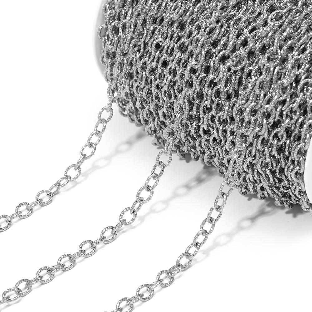 1 Meter Stainless Steel PVD Gold Textrued Cable Chain for DIY Necklace Findings Women Bracelet Jewelry Earrings Making Supplies