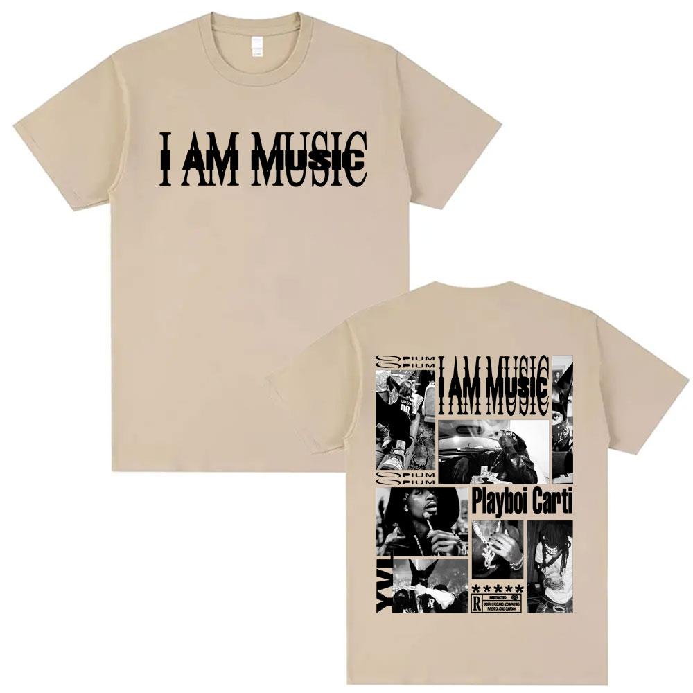 Rapper Playboi Carti I AM MUSIC Tričko s logem alba pro muže Módní Gotické Hip Hop Street Trička Unisex Letní Kulatý výstřih Topy Trička