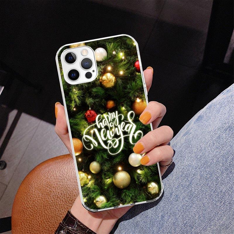 Merry Christmas Tree Snow Phone Case For iPhone 17 Air 16 Pro Max 16E 15 + 14 Plus 11 12 13 Mini 7 8 SE Gift Print Cover Fundas