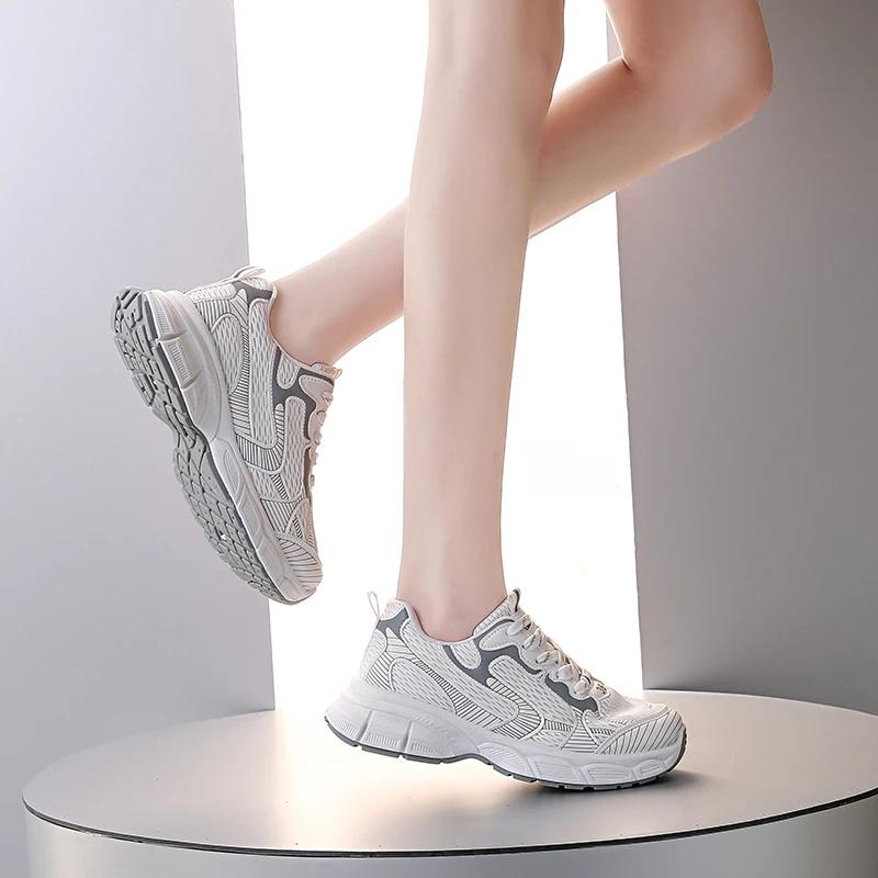 New Women's Luxury Mesh Breathable Thick-soled Sneakers Casual Sports Shoes Women's Thick-soled Tennis Vulcanized Shoes