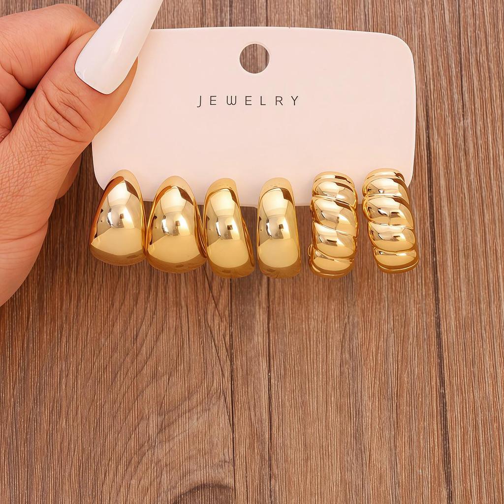 Exaggerated Women's Earrings Set: Elegant European & American Style, Trendy Smooth Finish, Light Luxury High-End Design