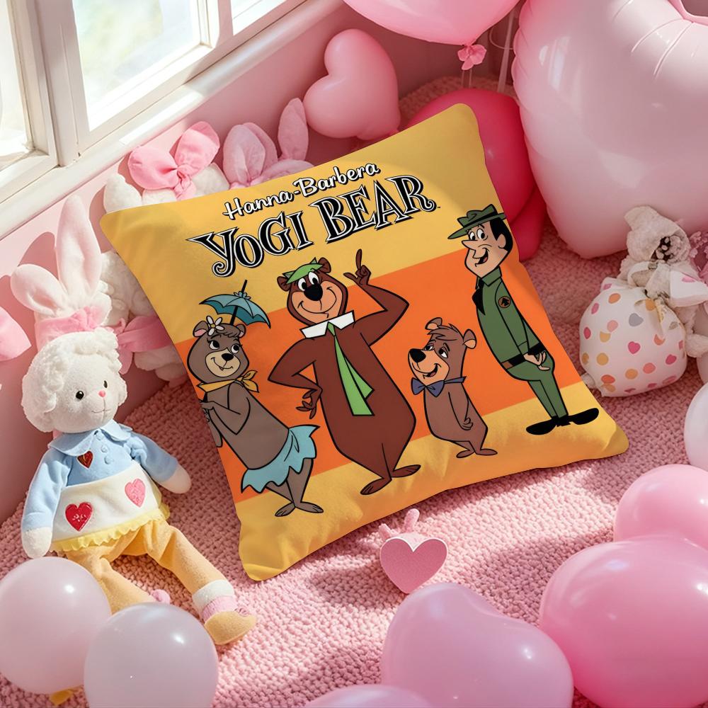 Y-Yogi B-Bear Anime Cushion Cover Pattern Printed Pillowcase for Living Room Sofa Cushion Cover & Bedroom Decor