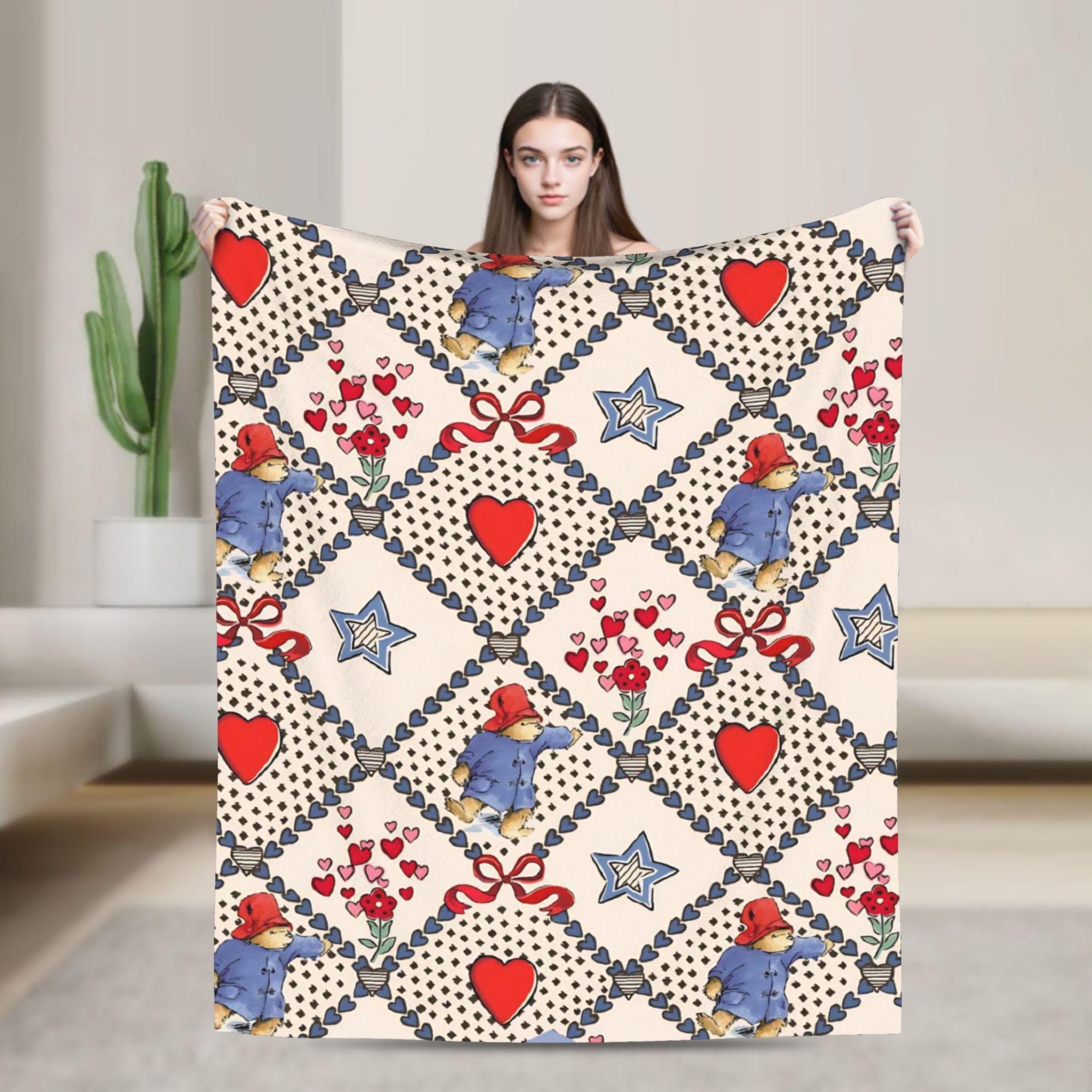 Britain Paddington Brown Bear Blanket  Travel Flannel Throw Blanket For Living Room Soft Warm Custom DIY Quality Bedspread 75x90cm