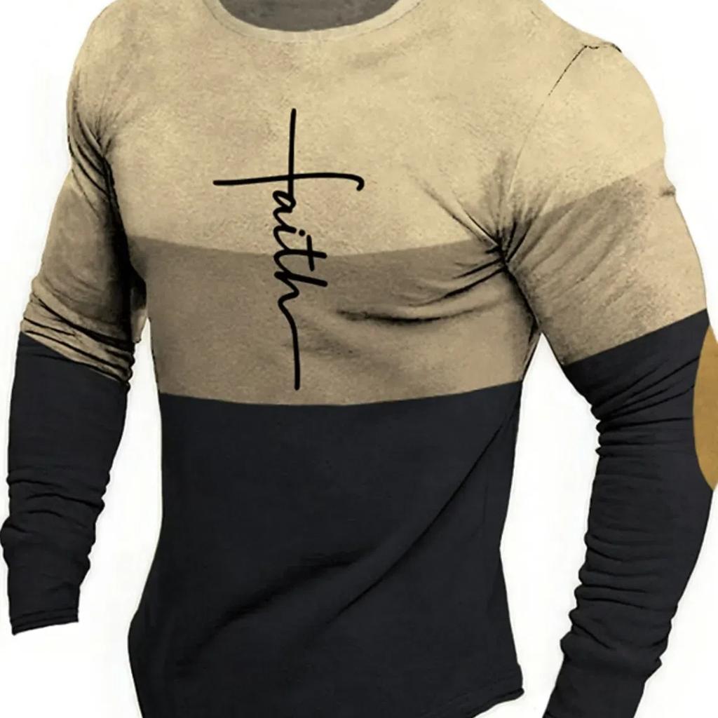 Men's Fashion Designer Casual Men's Cross Line 3D Printed T-Shirt Retro Set Simple Modern Street Run Fitness Sports Long Sleeve