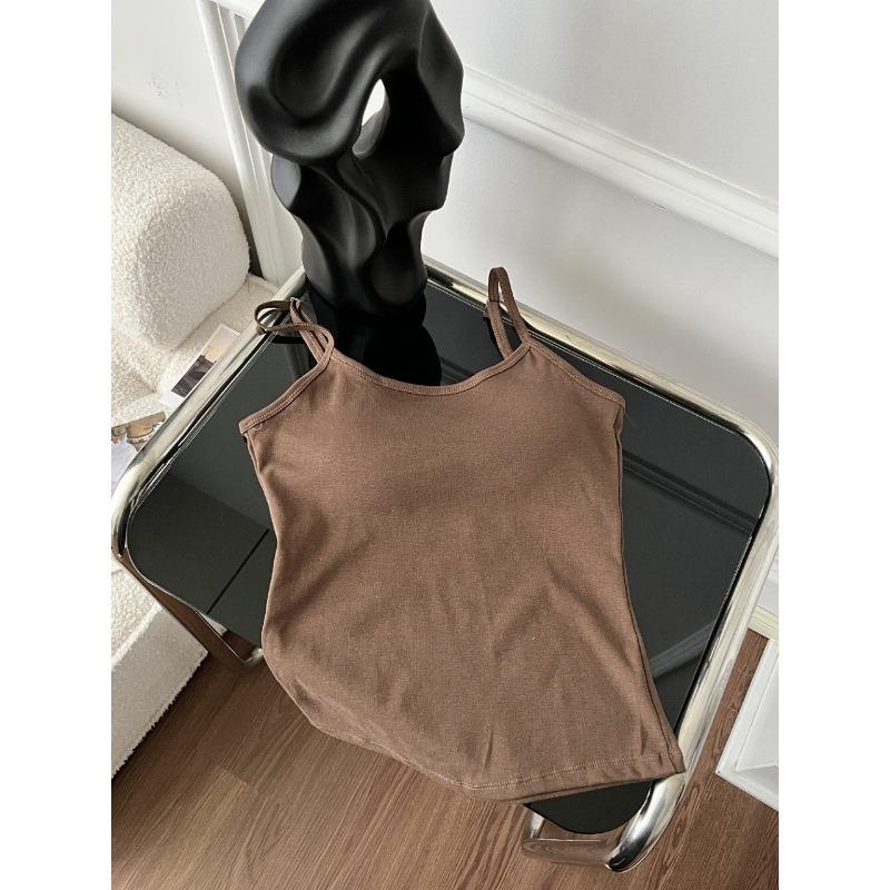 

Хлопковая облегающая майка с U-образным вырезом на спине для многослойной или верхней одежды One size коричневый