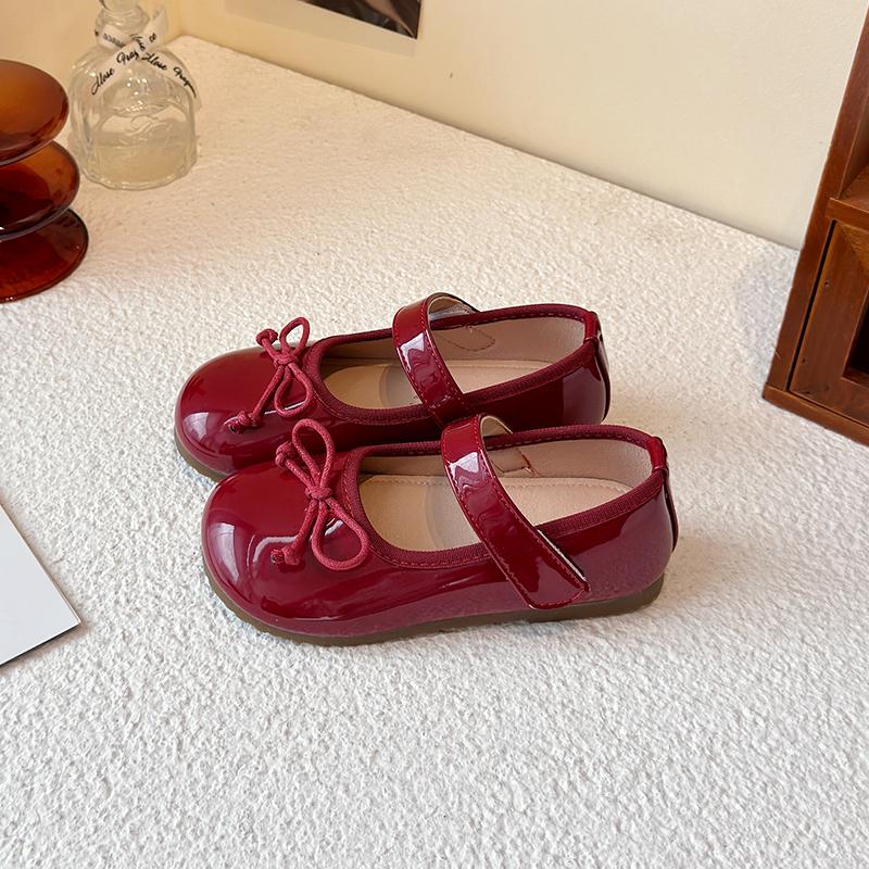 

Little Girl Leather Shoes Spring Autumn Simple Bowtie Children Princess Shoes Trend Versatile Kid Causal Fashion Flat Shoes 25