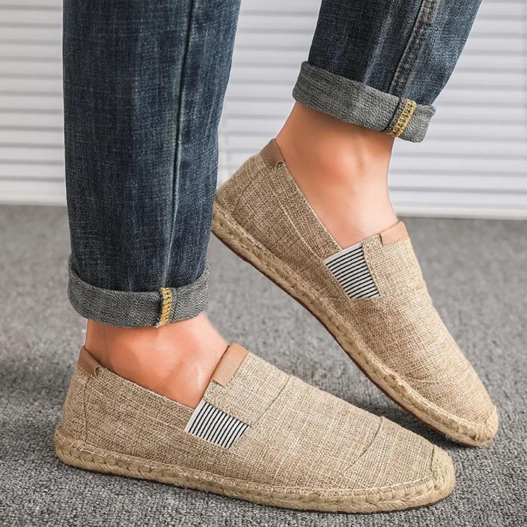 Mens Shoes Casual Male Breathable Canvas Shoes Men Chinese Fashion 2025 Soft Slip On Espadrilles For Men Loafers Driving Shoes