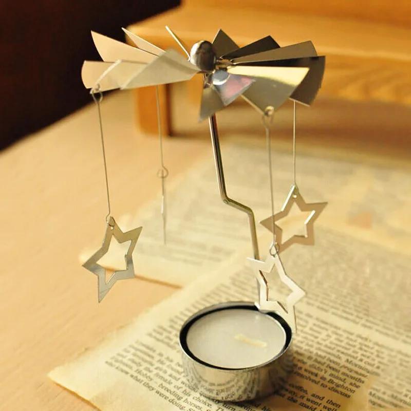 

Tea Light Candle Holder Star Angle Rotating Carrousel Center Decorative Spinning Rotary Home Decor Holiday Atmosphere Lighting зірка