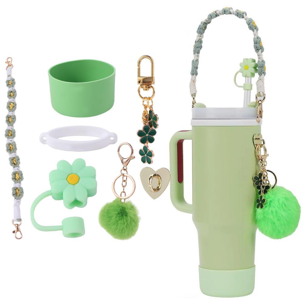 7pcs/set Flower Pattern Cup Accessories Set Multiple Color Cup Decoration Set  Tumbler