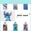 Double-sided Plush Printed Stitch Quick-drying Cape Beach Towel For Diving And Outdoor Swimming