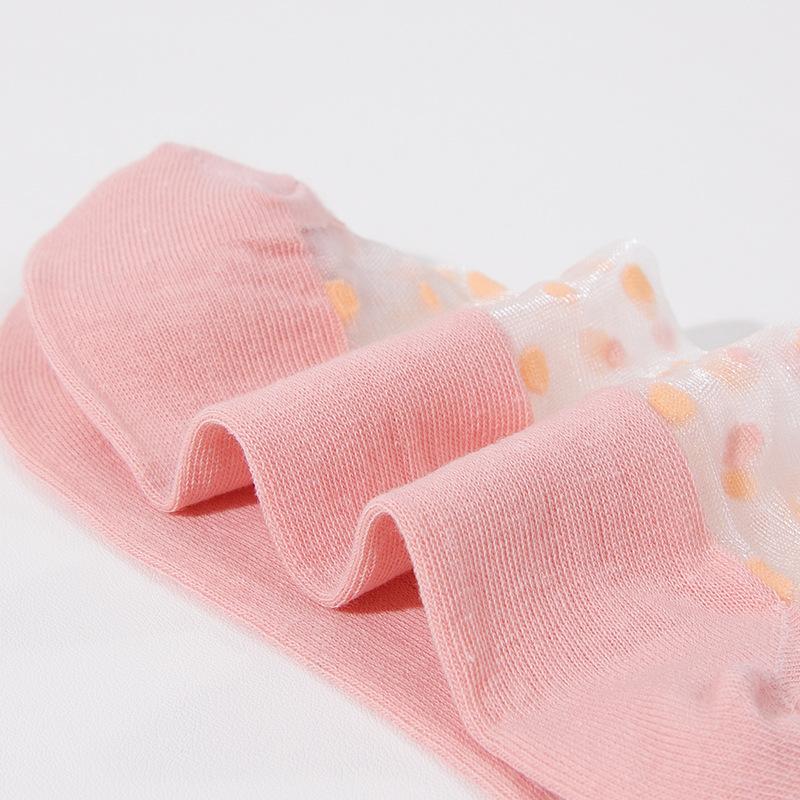 Women's Summer Thin Transparent Polka Dot Crystal Silk Shallow Mouth Invisible Short Boat Socks