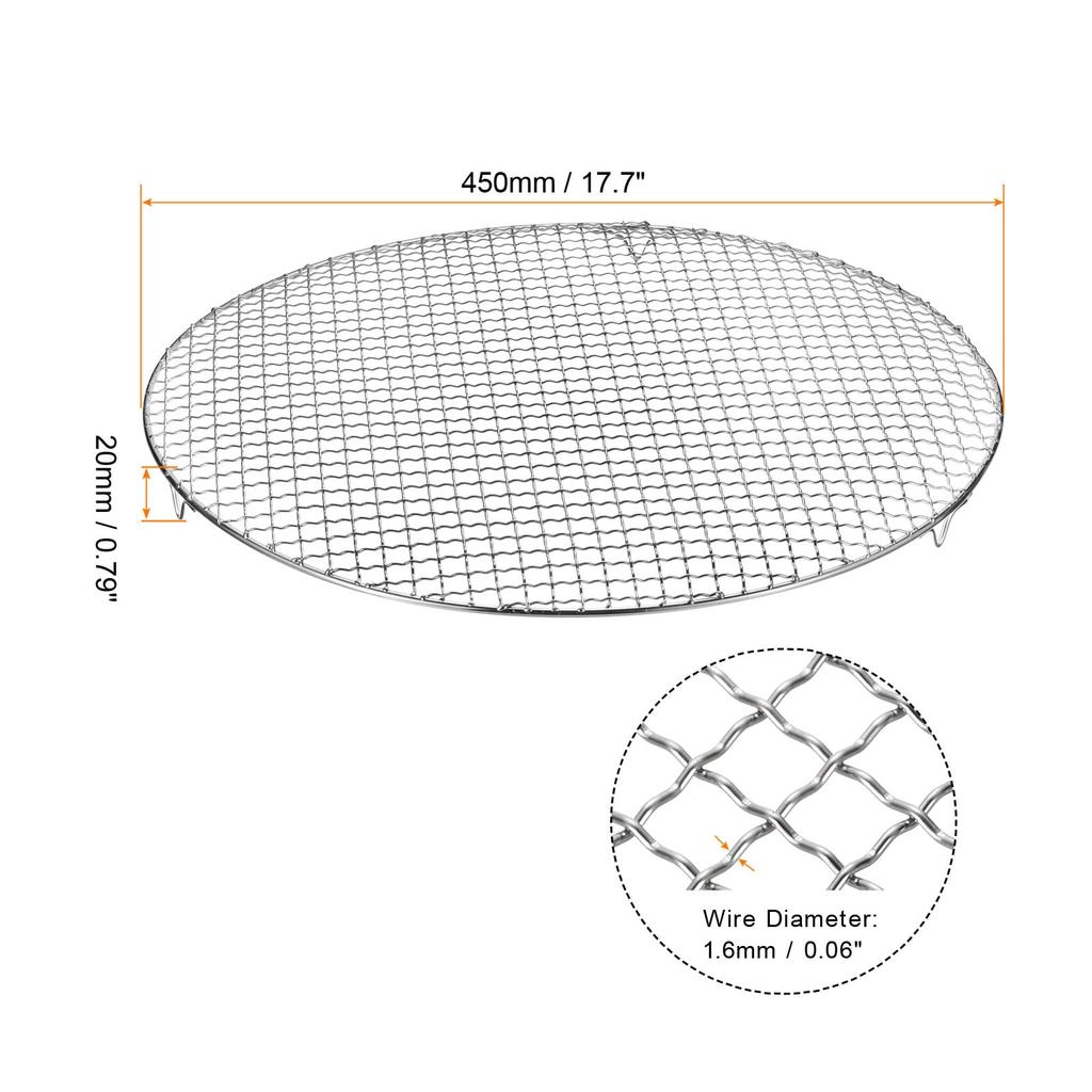 uxcell Round Cooking Rack Inch Stainless Steel Cross Wire BBQ Grill Net with 20mm Legs for and BBQ 17.7 Cooking, Grilling, Steaming,