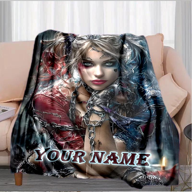 1PC Custom Name Dark Fantasy Portrait Flannel Blanket Versatile,all-season Throw Suitable for the Living Room,bedroom,camping,travel,and Gift