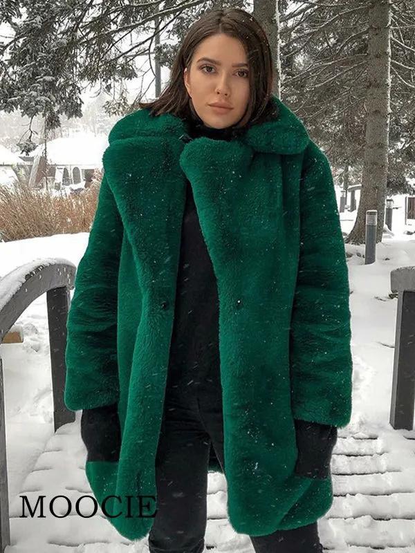 

Зимова шуба зі штучного кролика, шуба зі штучної норки для жінок XXL