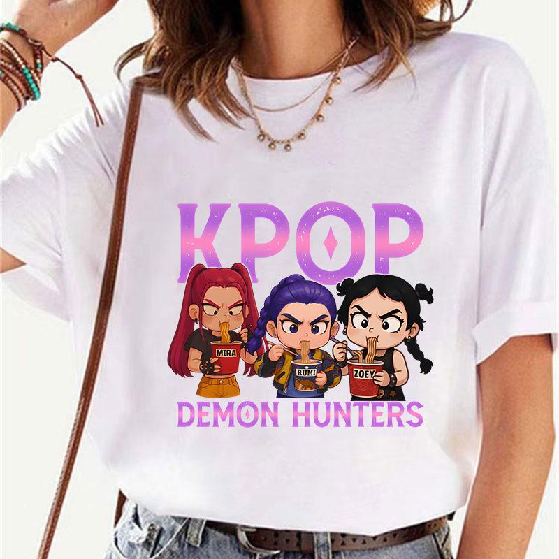 Women's T-shirts Kpop Demon Hunters Printed Short Sleeve Top T-shirt