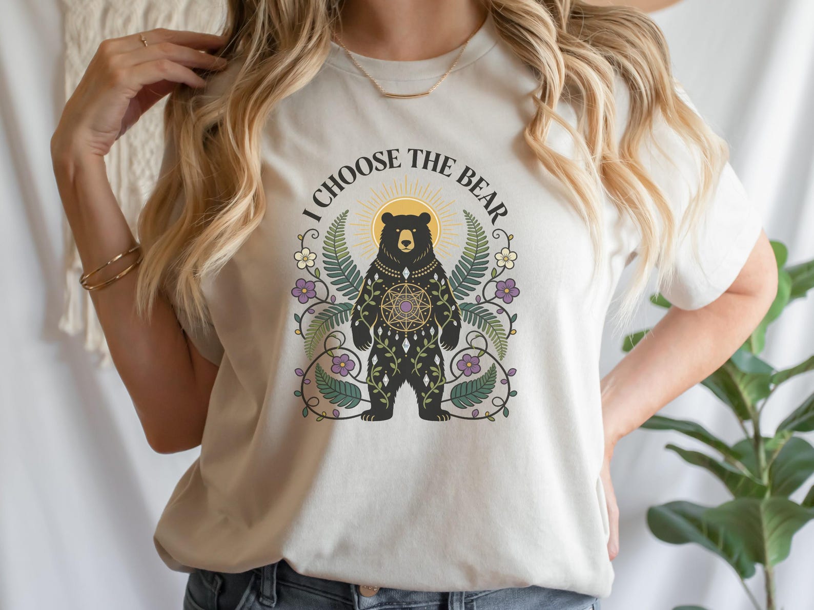 I Choose The Bear Mystical Black Bear T-Shirt | Animal Spirit FeminisT-Shirt XL
