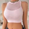 Summer Hollowed Out Tank Tops Women's Beautiful Back Sleeveless Top Slim Solid Short Female Camis Vest