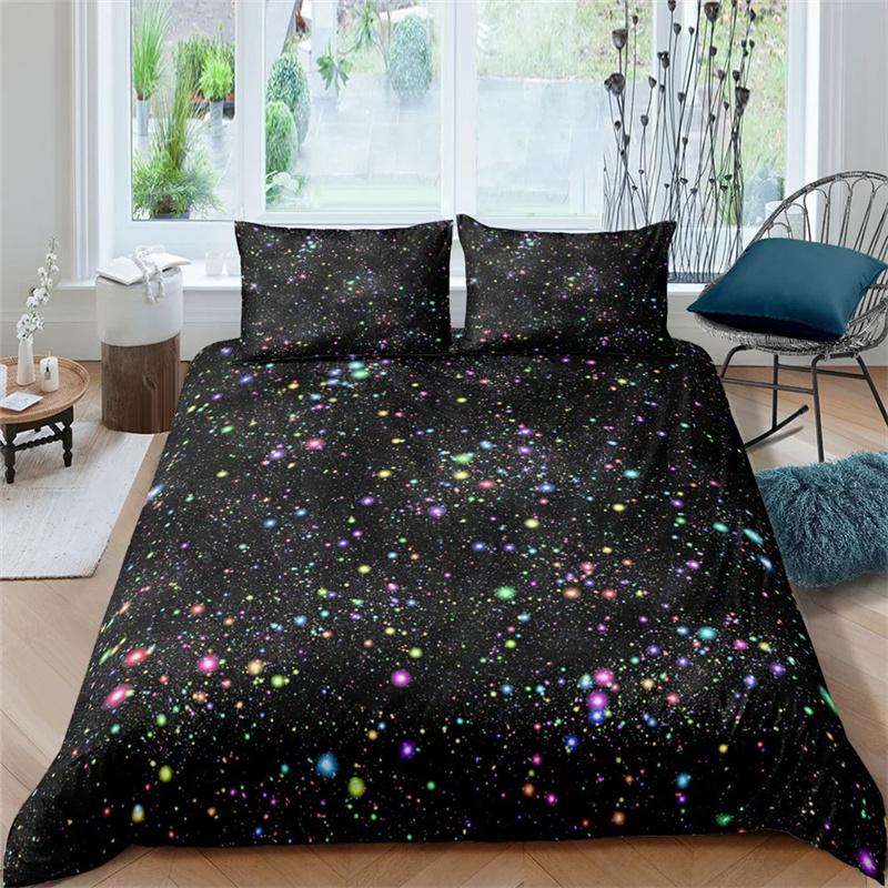 Galaxy Theme Blue Purple Design Duvet Cover Full Size For Girls Boys Teens Kids Gifts Starry Dream Sky Bedding Collection Room Decor
