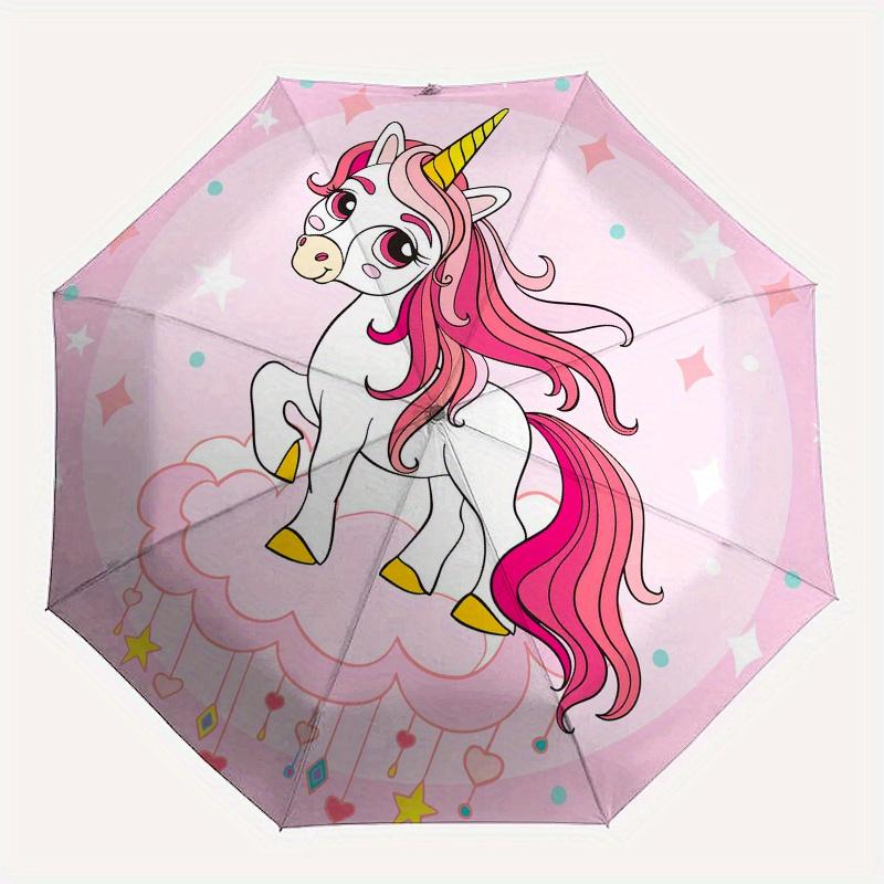Magical Unicorn Cloud Sticker for Kids Room DecorUmbrella, Portable 3-Fold Compact Umbrella,Christmas Gift ES525