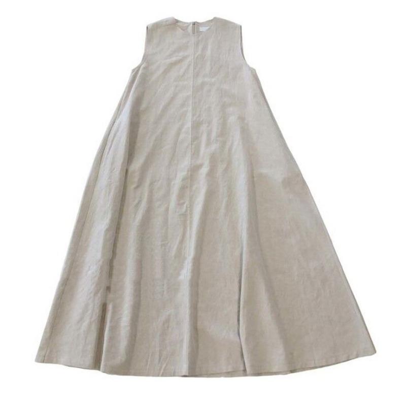 Pumpkin Color Lazy Simple Swing Loose Sleeveless A-line Vest Long Skirt Slimming Dress