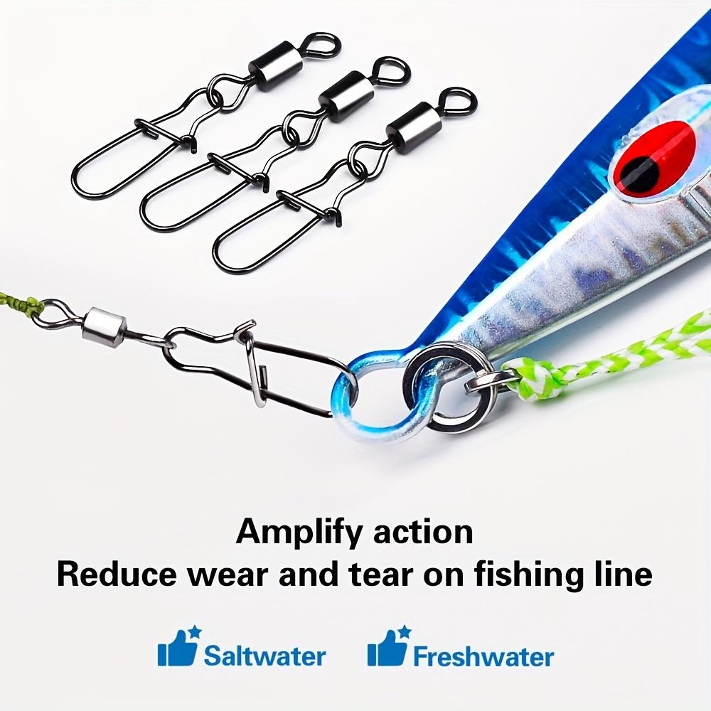 50pcs/box Heavy-Duty Ball Bearing Fishing Swivels Snaps with 8-Shaped Swivel Rings Stainless Steel for Saltwater Lure Connector 260319